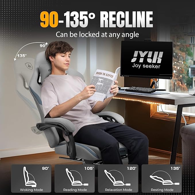 GTRACING Gaming Chair with Foot Rest & Pocket Spring Cushion, Breathable Fabric - Image 7