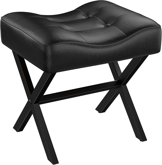 18-Inch Large Leather Vanity Stool, Vanity Chair by MEMOBARCO
