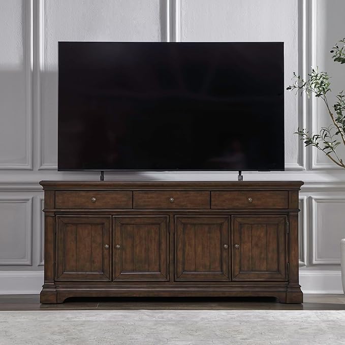 Liberty Furniture Arden Road TV Console, 74 Inch, Satin Cherry, 3 Drawers by LibertyFurniture