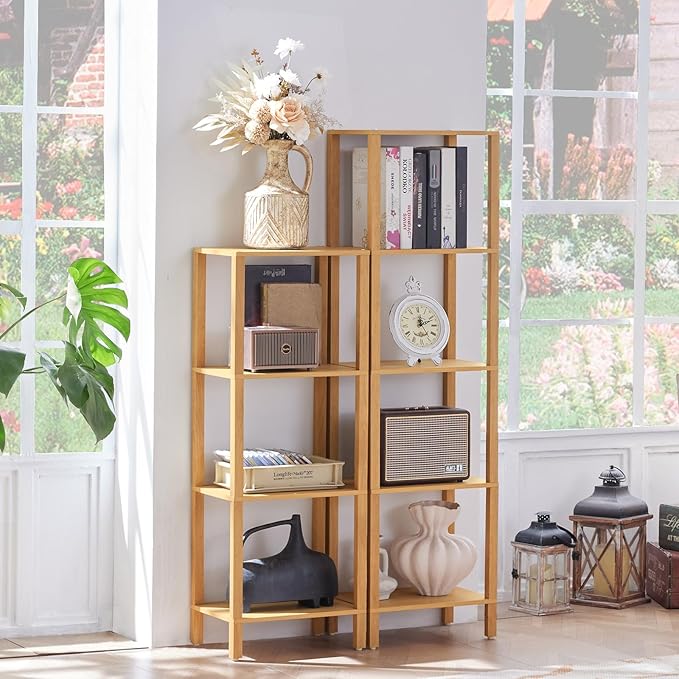 4 Tier Tall Bookshelf with Storage - Image 4