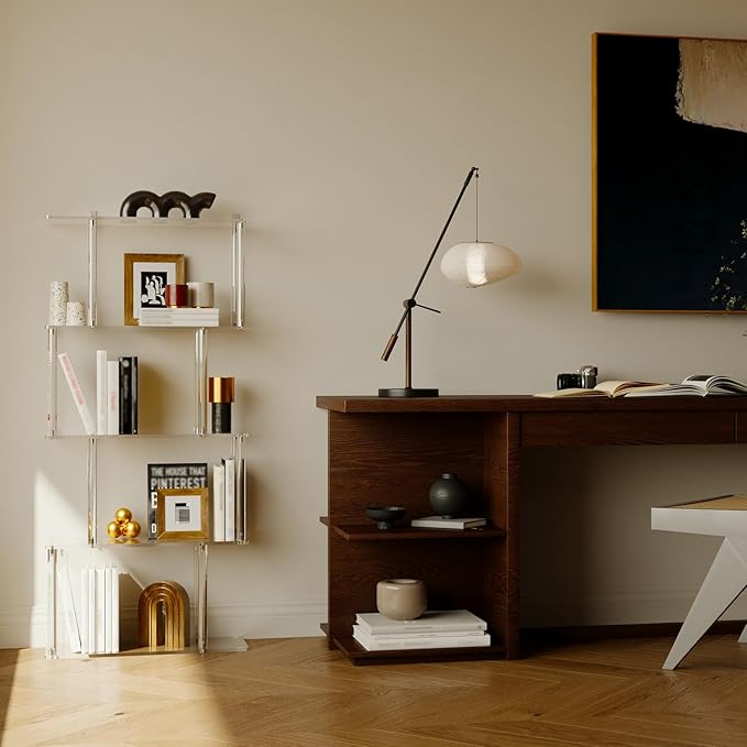 Acrylic Geometric Bookshelf, 5-Tier Clear S Shaped Bookcase, Unique Book Shelf - Image 2