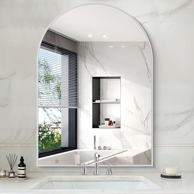 Arched Bathroom Mirror, 36x48IN Silver Bathroom Mirror - Image 3