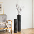 Sziqiqi Black Tall Floor Vase: 27.6/21.7in Metal Cylinder Vases Extra Large by SZIQIQI