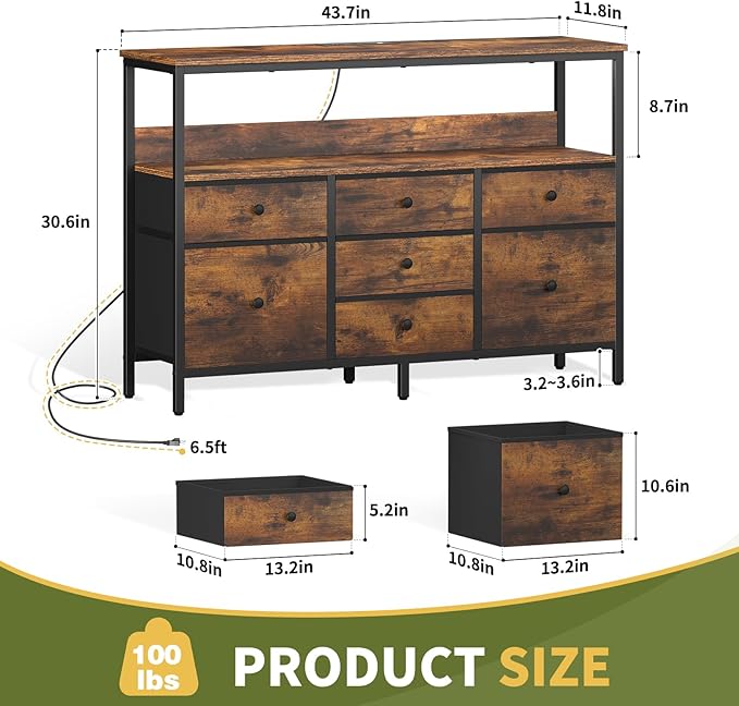 Yoobure LED TV Stand for Bedroom, 50 Inch Kids Dresser - Image 3