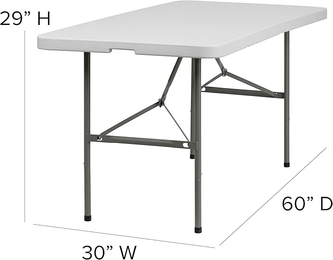 Flash Furniture Elon Commercial Grade 5-Foot Bi-Fold Granite White Plastic - Image 3