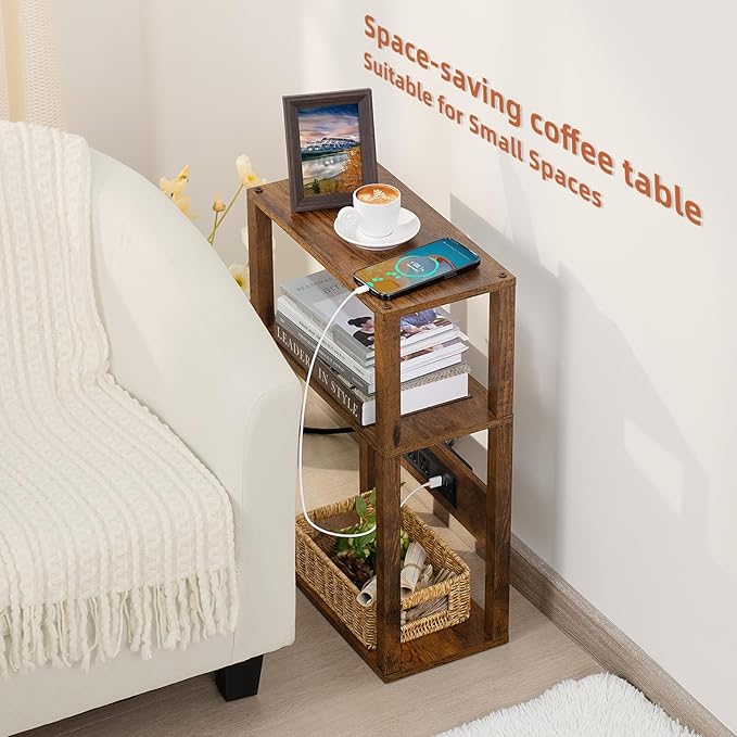 3-Tier Small Narrow Wood Side Table Set of 2 - Image 4
