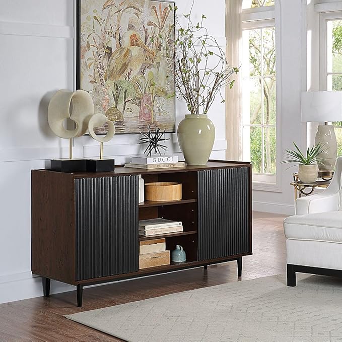 Manhattan Comfort Duane 59-Inch Ribbed Mid Century Modern Sideboard, Versatile - Image 2