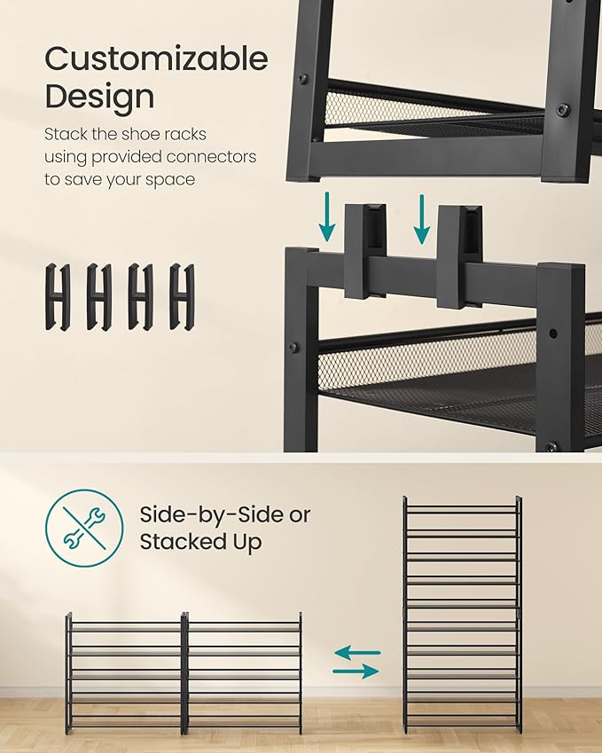 SONGMICS Shoe Rack, 10-Tier Shoe Organizer, Metal Rack - Image 4