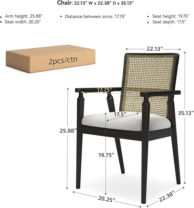 Signature Design by Ashley Galliden Rustic Solid Wood Upholstered Dining Arm - Image 3