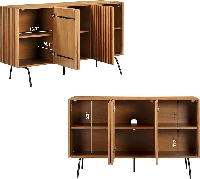 NTC Veil Sideboard with 2 Doors and 3 Drawers, Buffet Cabinet with Vertical - Image 3