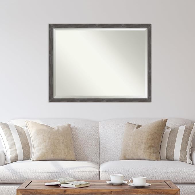 Amanti Art Grey Wall Mirror 33x43 Woodridge Rustic Grey Rectangle Bathroom - Image 5