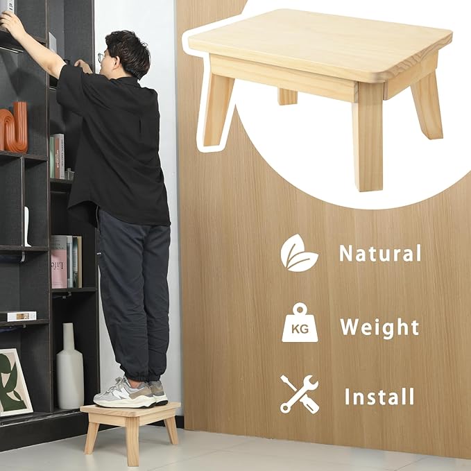 HOUCHICS Wooden Step Stool, One Step Stool - Image 6