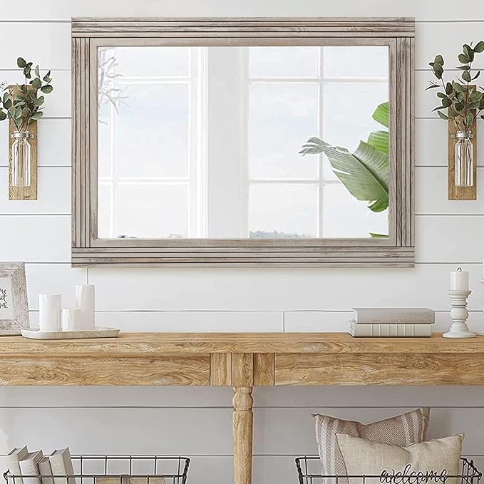 YOSHOOT Hand-Made Wooden Spliced Wall Mirror - Image 5