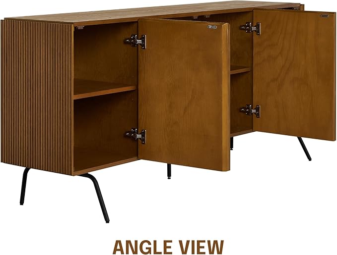 NTC Veil Modern Sideboard with 4 Doors, Buffet Cabinet with Vertical Groove - Image 6