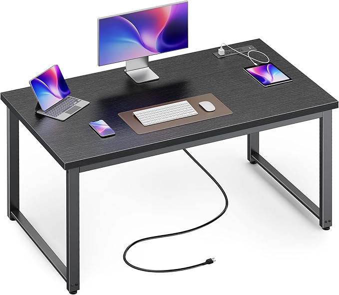 Huuger 48 x 24 inch Desk with Power Outlets & USB-C, Deeper & Thicker Desktop by Huuger