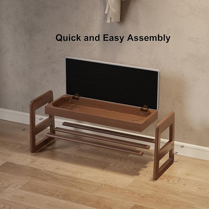 Shoe Rack Bench with Cushion, 2 Tiers Shoe Bench with Flip-Top Storage - Image 8