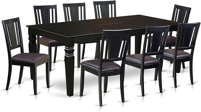 East West Furniture LGDU9-BLK-LC 9 Piece Kitchen Table Set Includes a Rectangle by EastWestFurniture