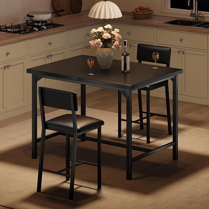 IDEALHOUSE Dining Table Set for 2 w/Counter Height Table & 2 Upholstered Bar - Image 3