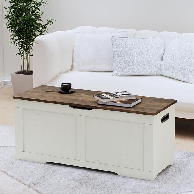 39.4" Storage Chest, Wooden Storage Bench, Lift Top Toy Chest - Image 9