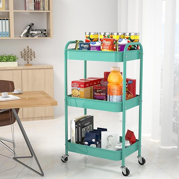 3-Tier Rolling Metal Storage Cart - Image 2