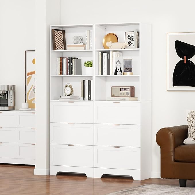71" Tall Modern White Bookshelf - Image 5
