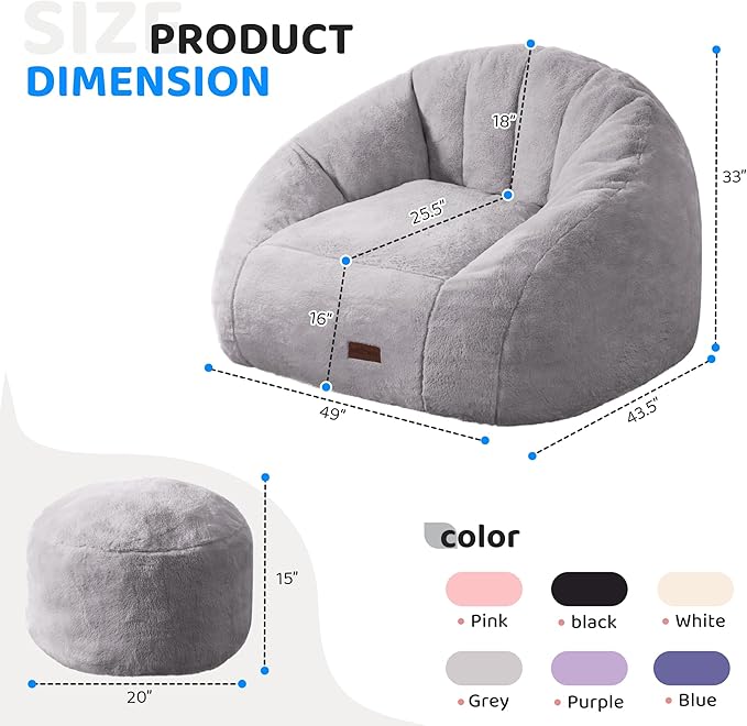 HABUTWAY Bean Bag Chair, Giant Bean Bag Chairs - Image 2