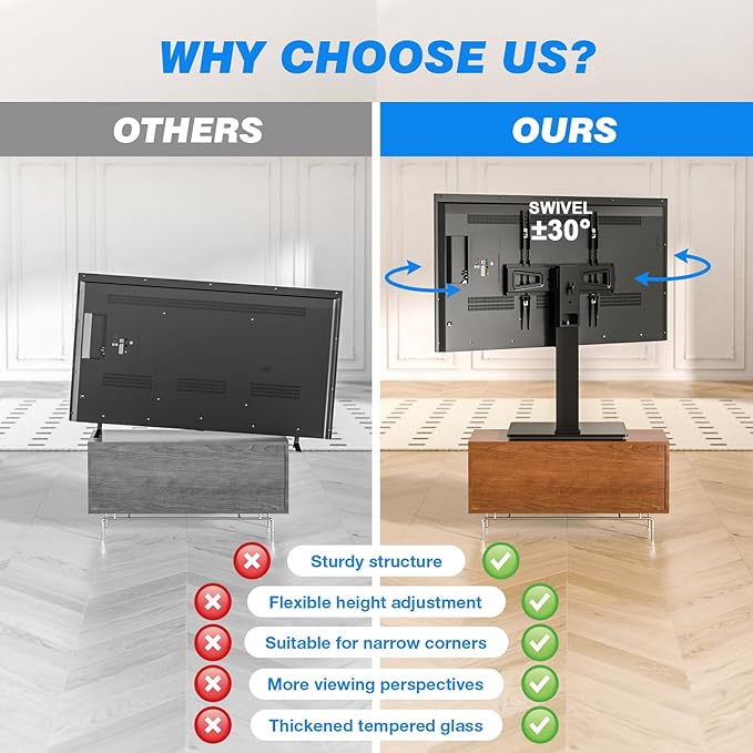 Rfiver Universal Swivel TV Stand Table Top TV Stand - Image 7