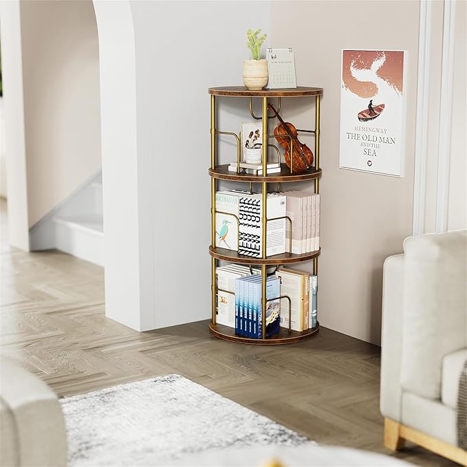 Rotating Bookshelf, 3 Tier Round Revolving Bookcase - Image 6