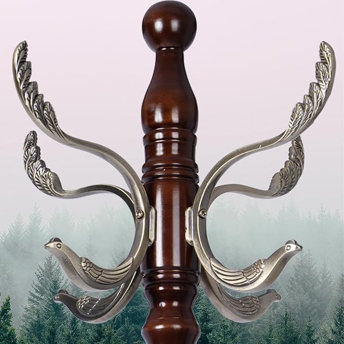 Coat Rack Stand, Solid Wooden Coat Tree - Image 2