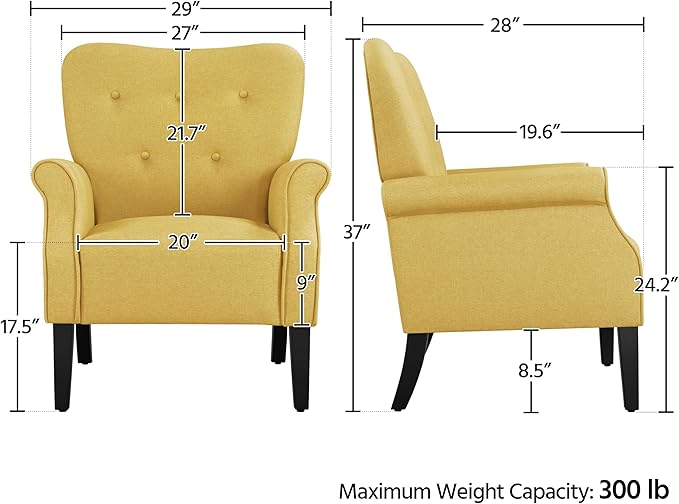 Yaheetech Modern Armchair, Mid Century Accent Sofa Chair - Image 3