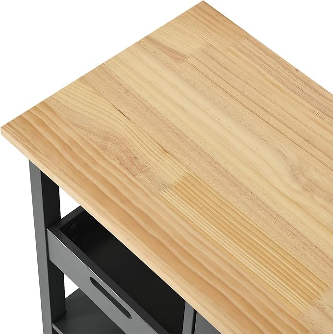 YITAHOME Small Solid Wood Top Kitchen Island Cart on Wheels - Image 7