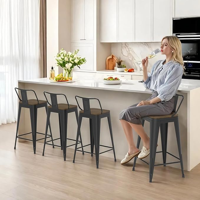 26 Inch Swivel Bar Stools Set of 4, Counter Height Bar Stools - Image 8