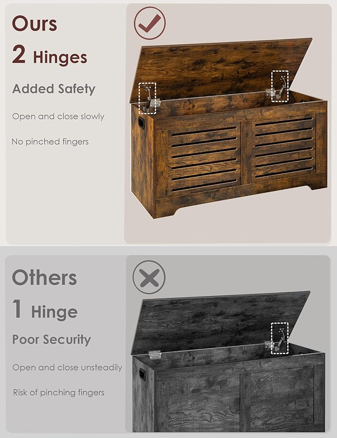 DINZI LVJ Storage Chest, 43.3” Wooden Toy Box - Image 2