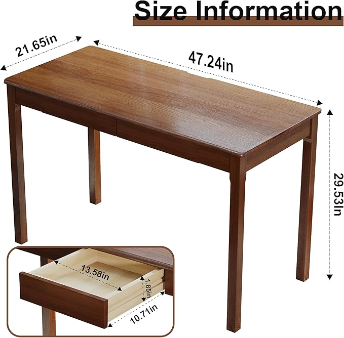 Solid Wood Desk with Drawers - Image 3
