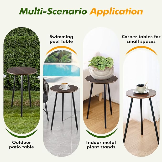 2 Packs Small Round Side Table 13.5" Outdoor Patio Round Accent Coffee Tables - Image 6