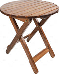 Outdoor Patio Side Table Round Small Wood End Table Folding Coffee Furniture by Hngilkoo