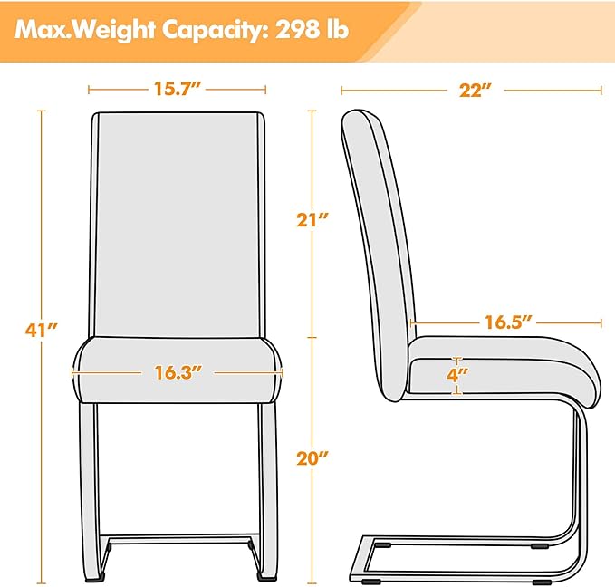 Yaheetech Dining Chairs Set of 4 Modern Faux Leather Upholstered Dining Room - Image 3