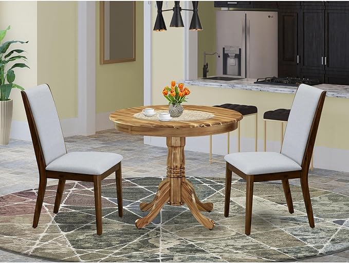 East West Furniture ANLA3-ANA-05 3 Piece Dining Set Contains a Round Kitchen - Image 6