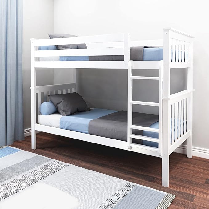 Max & Lily Bunk Bed Twin over Twin, Solid Wood Bunk Bed Frame by MaxLily