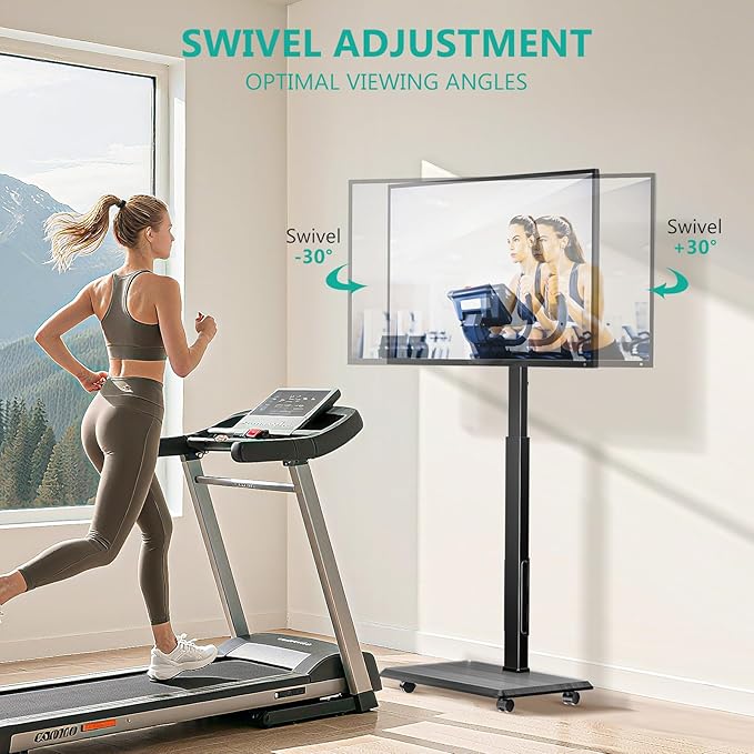 WALI Floor TV Stand with Power Outlet, Rolling Tall TV Stand Mount with Wheels - Image 4