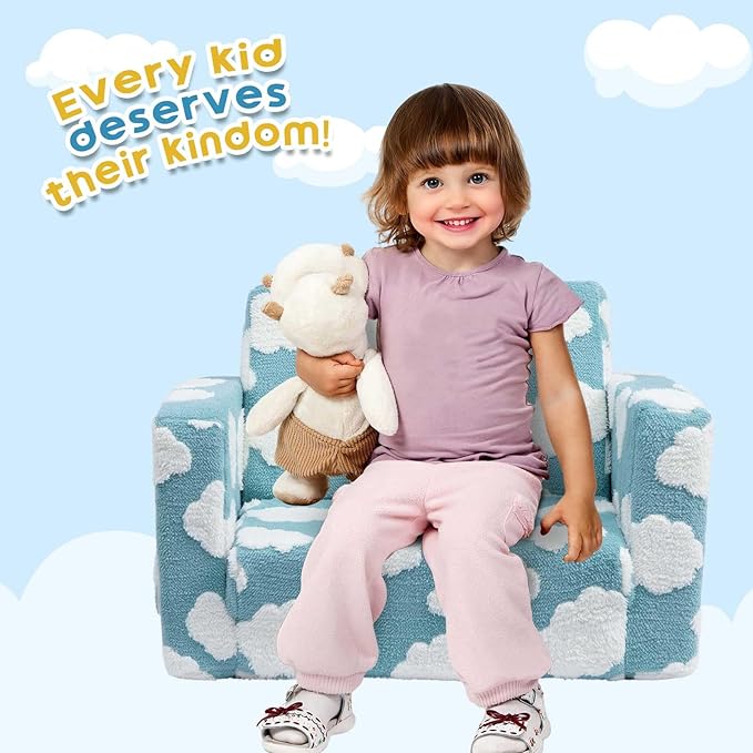 ALIMORDEN Kids 2-in-1 Flip Out Ultra-Soft Snuggle Foam Filled Chair - Image 4