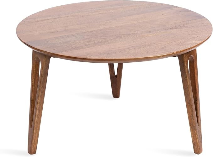 Kate and Laurel Kershaw Mid-Century Modern Round Coffee Table, Walnut Brown by KateandLaurel