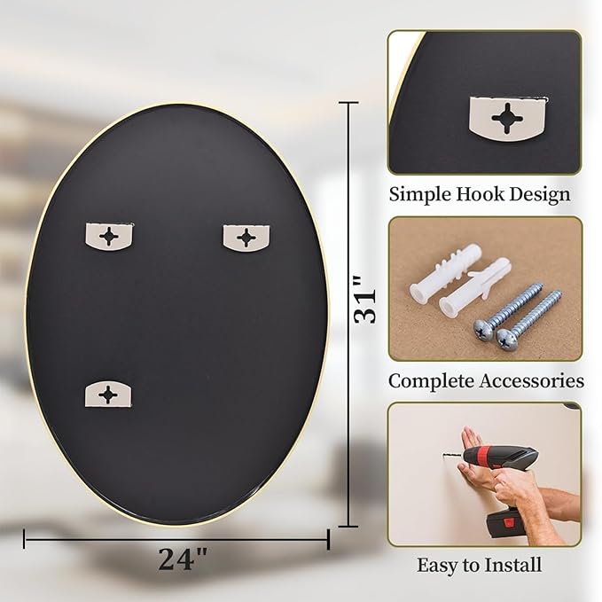 Koonmi Gold Oval Bathroom Mirror, Oval Mirror - Image 5