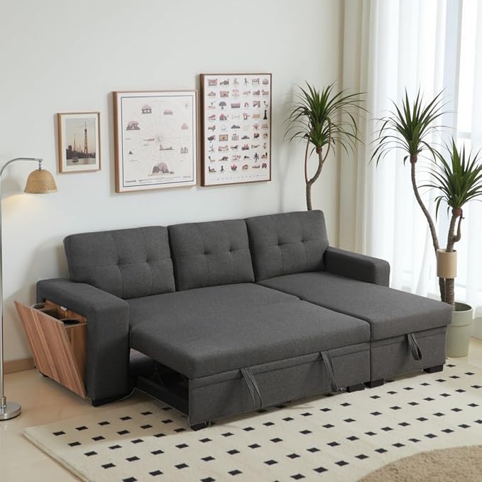 L-Shape Sofa Bed, Pull Out Sleeper Sofa - Image 7