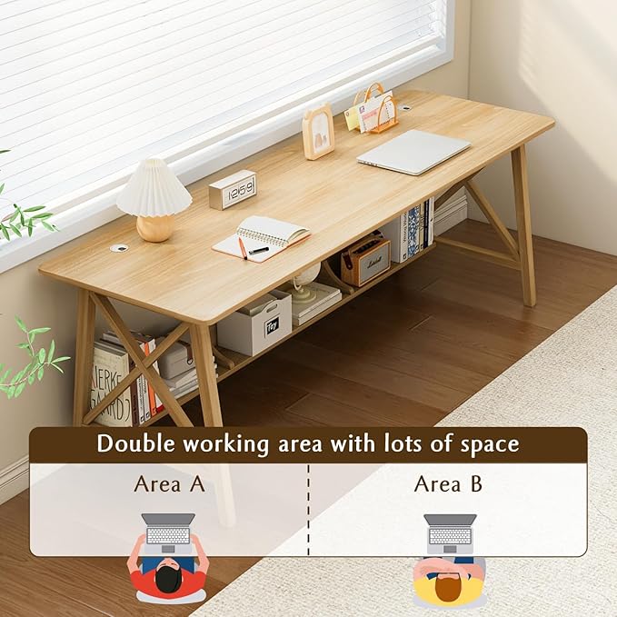 Extra Long Desk with Bookshelf - Image 4