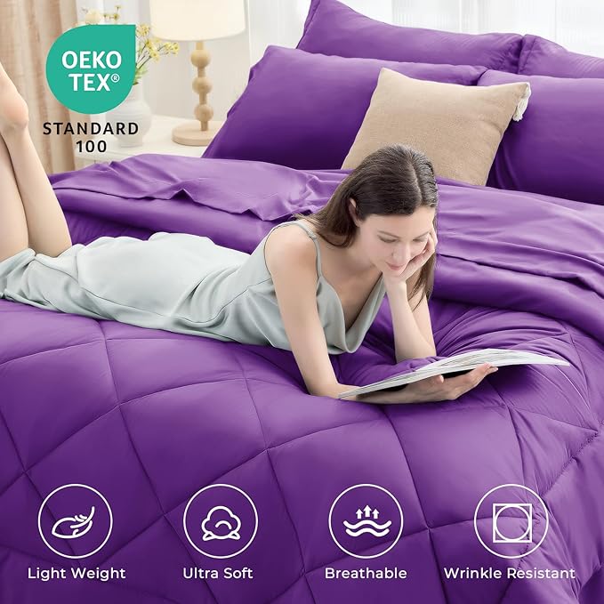 HEVUMYI Purple Twin-XL Comforter Set - Image 2