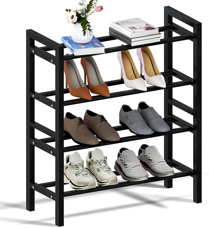 Haddockway Bamboo Shoe Rack for Closet, Free Standing Shoe Organizer by Haddockway