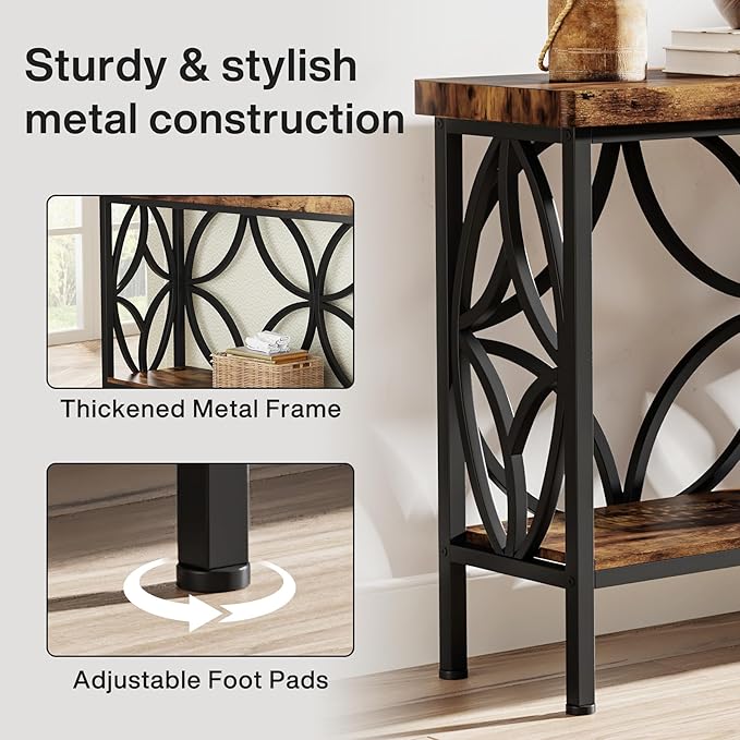 LITTLE TREE Sofa Table, 70.9 Inch Industrial Behind Couch Table - Image 8