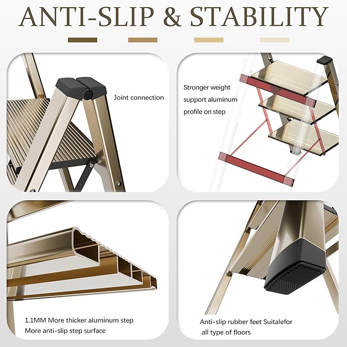 3 Step Lightweight Folding Ladder - Image 3