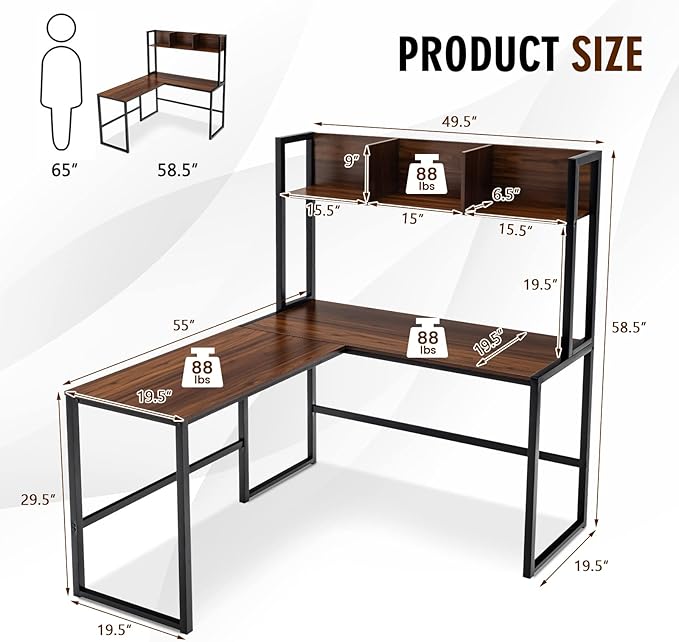 Tangkula Reversible L-Shaped Desk - Image 3